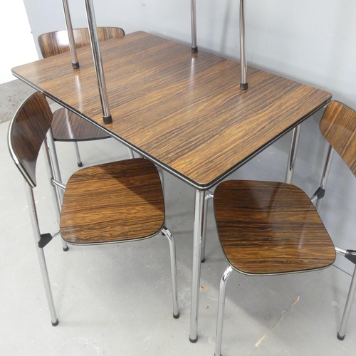 2526 - TAVO - A mid-century formica topped kitchen table, length 90cm, height 76cm, depth 60cm, with four m... 