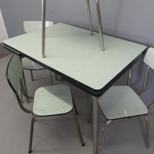 2528 - A mid-century formica topped draw-leaf table, length 100cm (extending to 156cm), height 78cm, depth ... 