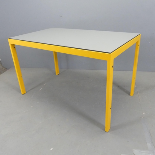 2529 - A 1960s enamelled steel desk or table with composite top by Magpie Furniture, Blundell Harling Ltd.,... 