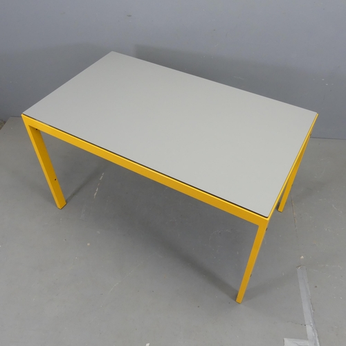 2529 - A 1960s enamelled steel desk or table with composite top by Magpie Furniture, Blundell Harling Ltd.,... 