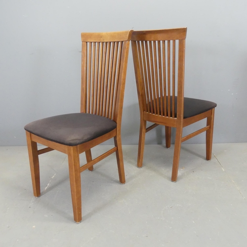 2550 - A set of six modern mahogany and faux-leather upholstered dining chairs.