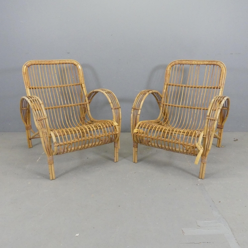 2562 - A pair of mid-century Italian style bamboo conservatory chairs. 1 A/F