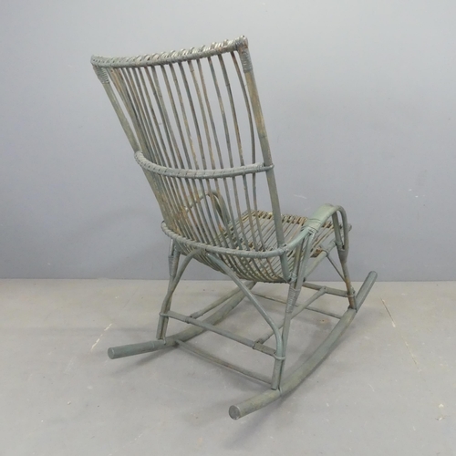 2590 - A mid-century painted bamboo rocking chair.