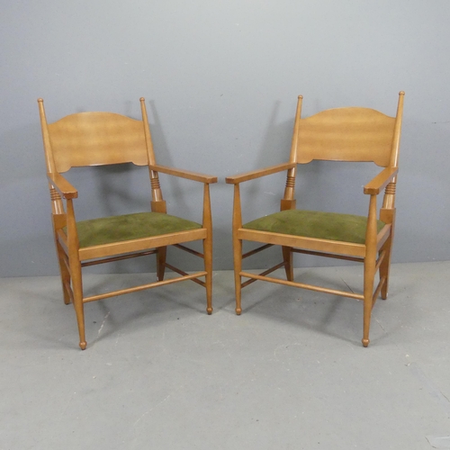 2598 - A pair of contemporary William Birch Arts & Crafts style armchairs.