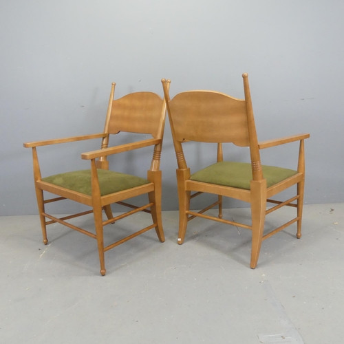 2598 - A pair of contemporary William Birch Arts & Crafts style armchairs.