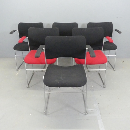 2601 - HOWE - A set of six contemporary 40/4 Genus stacking chairs, with upholstered seats on tubuler metal... 