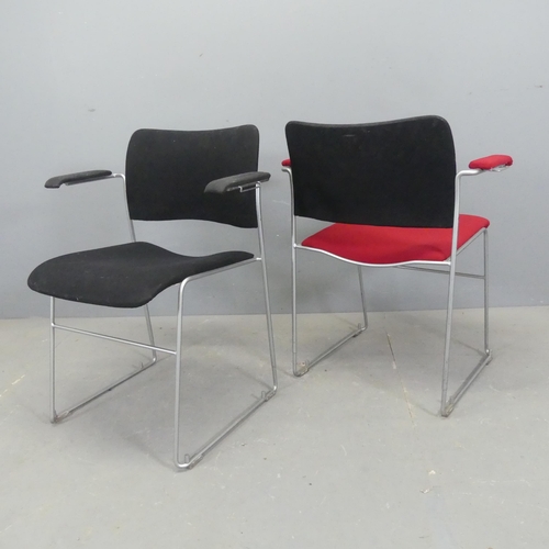 2601 - HOWE - A set of six contemporary 40/4 Genus stacking chairs, with upholstered seats on tubuler metal... 