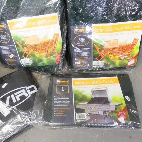 2610 - Various outdoor garden furniture covers, some new in packaging. (6)