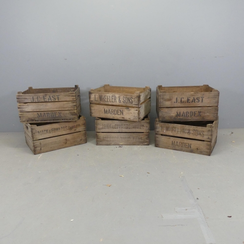 2615 - Six various vintage pine vegetable crates, labels to in clude J.C East, Marden and L. Wheeler & Sons... 