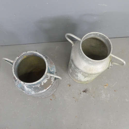 2637 - Two similar French galvanised milk churns. Height 48cm.