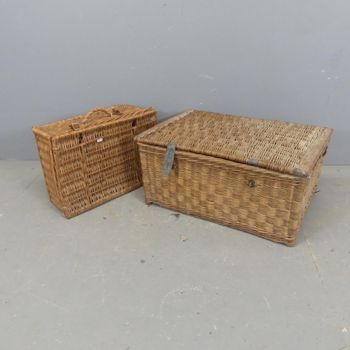 2657 - Two wicker picnic hampers. Largest - width 69cm, height 30cm, depth 45cm.