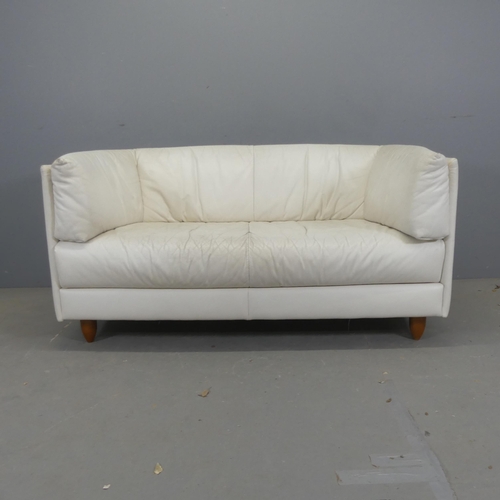 2663 - LIGNE ROSET - A contemporary white leather upholstered two-seater sofa. Overall width 145cm, height ... 