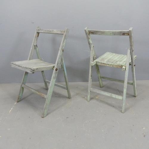 2672 - A set of six WW2 period painted teak folding chairs.