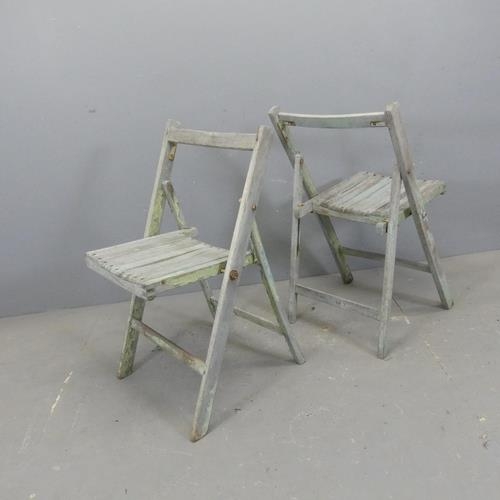 2673 - A set of six WW2 period painted teak folding chairs.