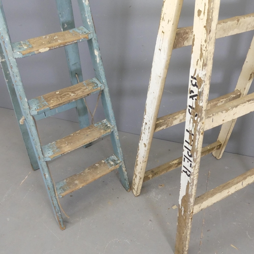 2678 - Two vintage painted pine step ladders. Tallest 169cm (deployed).