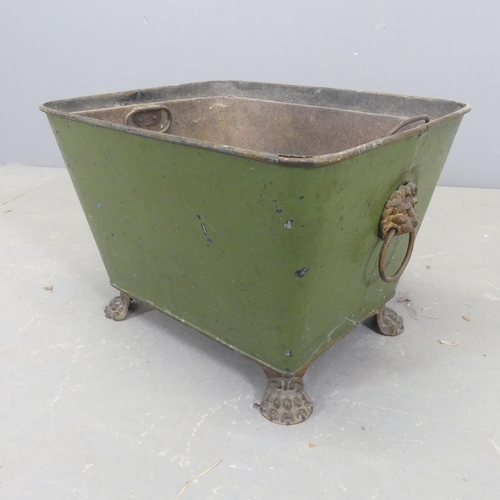 2683 - An antique painted metal log basket. Width 46cm, height 30cm, depth 36cm.