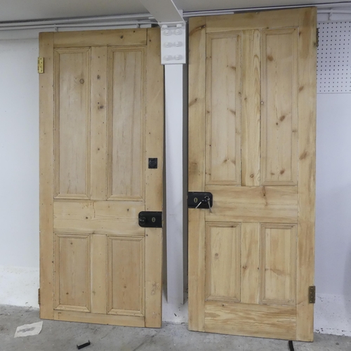 2692 - Two pine interior panelled doors. Tallest- width 75cm, height 196.5cm, smallest - width 83cm, height... 