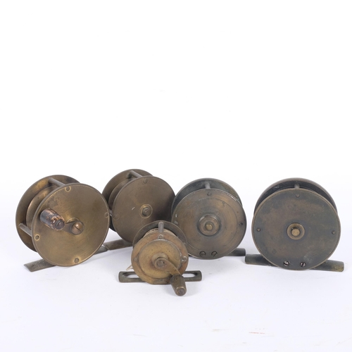 11 - A quantity of Antique and Vintage brass fishing reels, including 1 Woolcox trademark stamped reel, r... 