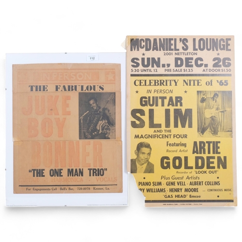 112 - 2 concert advertising posters, 1 for Celebrity Night of 65 in person guitar slim and the Magnificent... 