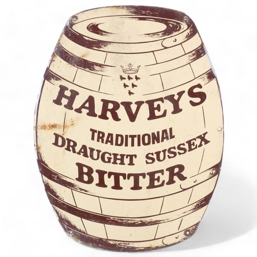 119 - An enamelled advertising sign in the form of a coopered barrel for Harveys Traditional Draft Sussex ... 