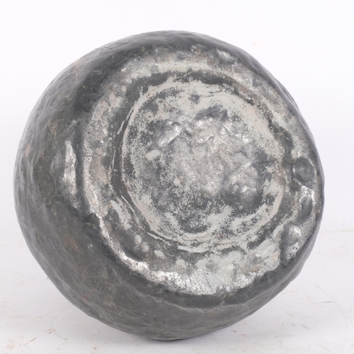 124 - A heavy hammered lead Ethnic pouring vessel, H19cm