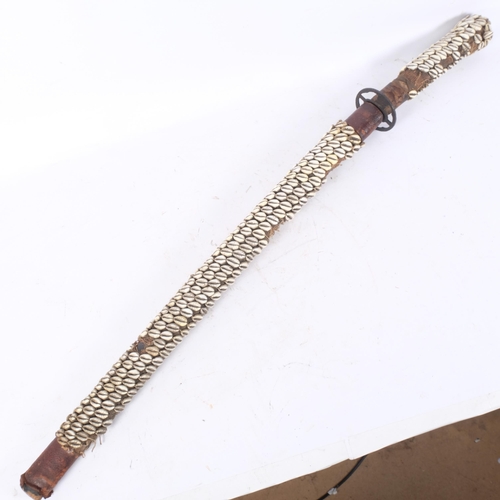 142 - Antique Japanese sword, decorated with seashells, overall length 101cm