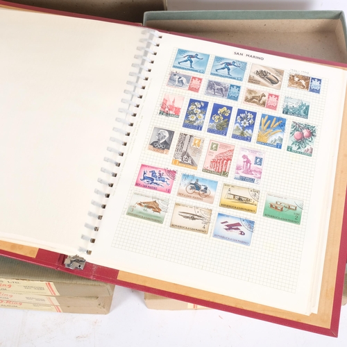 169 - 6 Stanley Gibbons Ltd swing-o-ring stamp albums and stamps