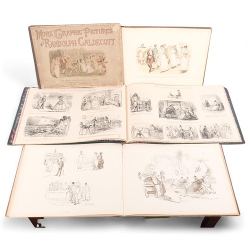 189 - Randolph Caldecott, 3 Vintage books depicting Gleanings From The Graphic, More Graphic Pictures, and... 