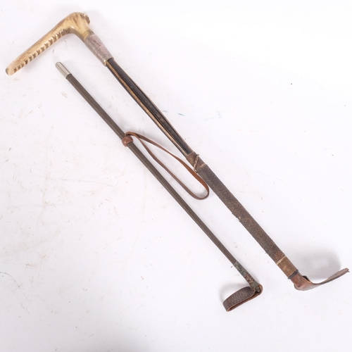 199 - A horn-handled and silver collared riding crop, and another (2)