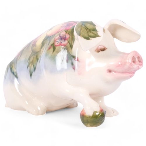 220 - A Moorcroft pottery 'Peter The Pig', modelled by Roger Mitchell, decorated with Temptation pattern, ... 