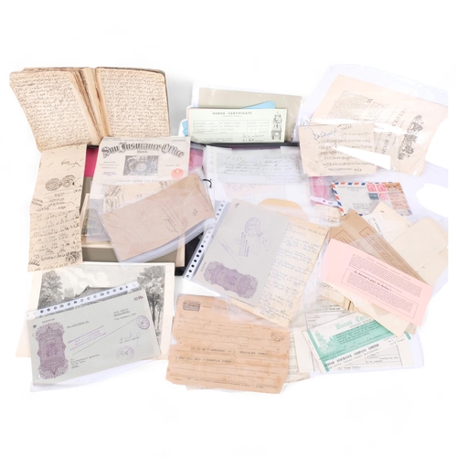 232 - A collection of various ephemera, Indian letters, invoices, Arabic book, etc