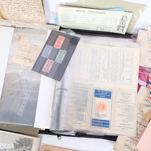 232 - A collection of various ephemera, Indian letters, invoices, Arabic book, etc