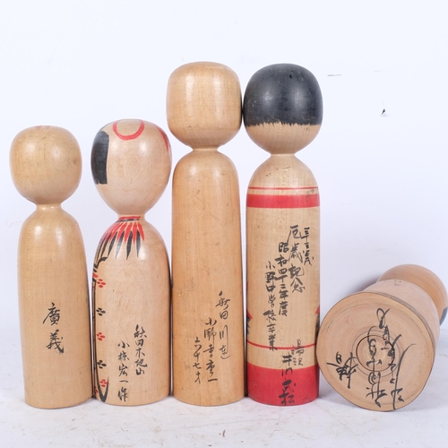 270 - 5 various Japanese painted Kokeshi dolls, tallest 30cm