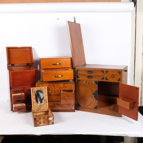 278 - A group of Japanese elm travelling jewellery and other boxes (7)