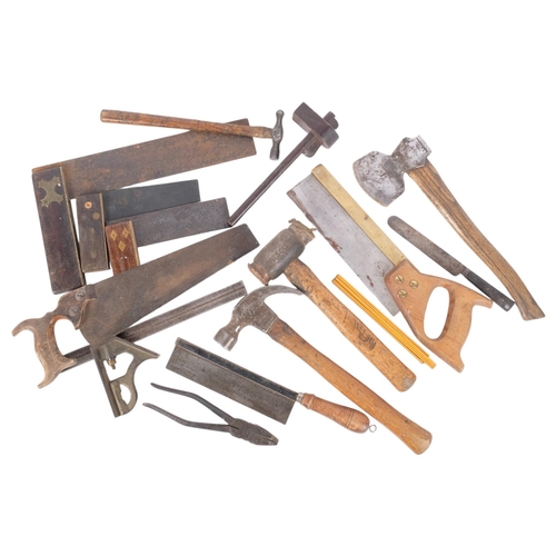 291 - A quantity of Vintage carpenter's and other tools, including various Stanley and other set-squares, ... 