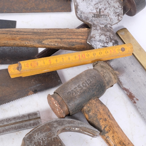 291 - A quantity of Vintage carpenter's and other tools, including various Stanley and other set-squares, ... 