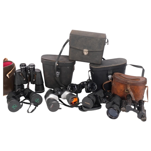 310 - A quantity of Vintage binoculars, including a pair of Hilkinson 12x50 wide angle field binoculars an... 