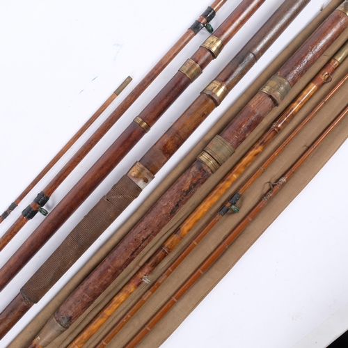 38 - A group of Antique fishing rods, 2 x 4-piece split cane and 1 other unmarked