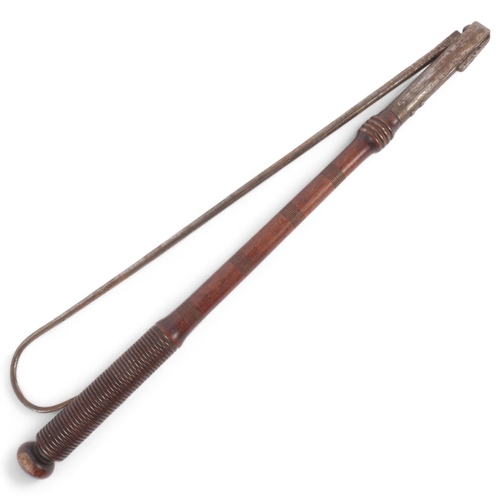 41 - An Antique fishing gaff, with ornate turned wood walnut handle, marked McCririck, Ayr, length fully ... 