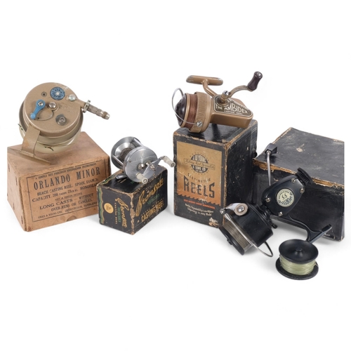 50 - A group of 4 Vintage fishing reels, including a Bronson Mercury casting reel, no. 2550, in original ... 