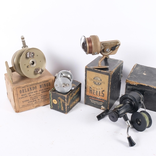 50 - A group of 4 Vintage fishing reels, including a Bronson Mercury casting reel, no. 2550, in original ... 