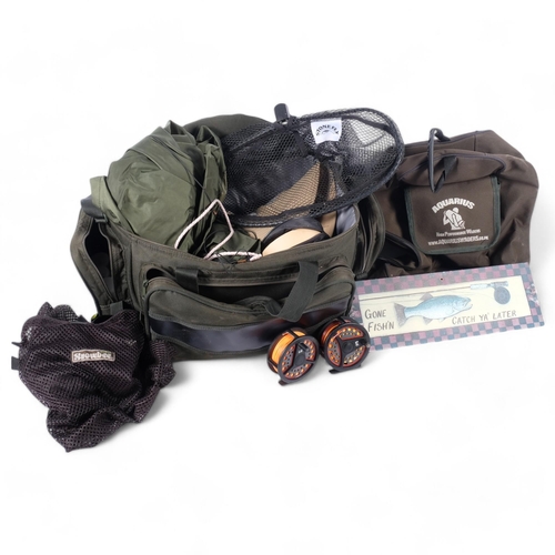 53 - A Q-Dos specimen fishing tackle softshell bag, Stonefly landing net, etc