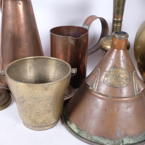 64 - A quantity of Vintage brassware, and other items including various water jugs, candlesticks, brass j... 