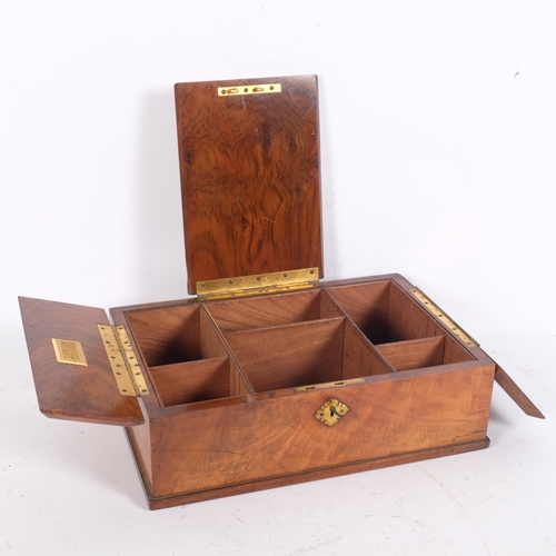 76 - MAPPIN & WEBB - an early 20th century figured walnut cigarette/cigar/Vesta box, with 3 rising lids a... 