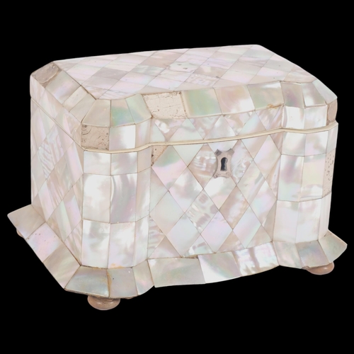 80 - An Antique mother-of-pearl tea caddy, W18cm