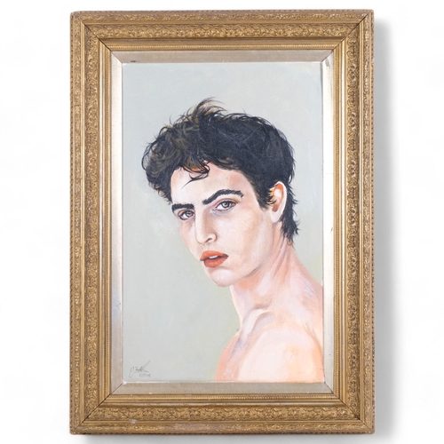 363 - Clive Fredriksson, a modern oil on board, portrait study, signed bottom left-hand corner, in modern ... 