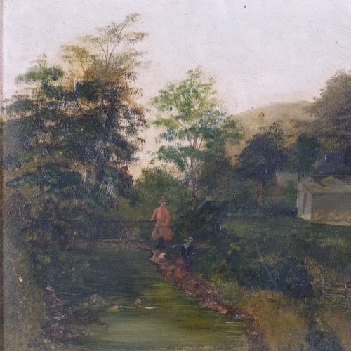 385 - 2 similar oils on board, landscape studies, both signed and dated bottom right-hand corner, 1887, ea... 