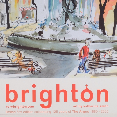 390 - A framed poster of Brighton, artwork by Katherine Smith, in glazed frame, overall 96cm x 63cm