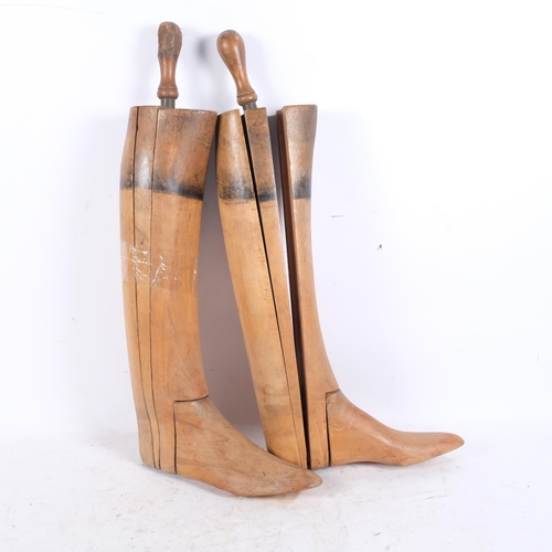 431 - A pair of Vintage wooden boot trees, unmarked, H60cm including handles