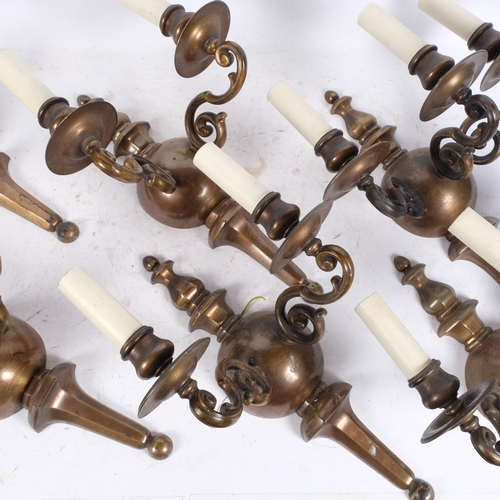 434 - A group of Vintage cast-brass wall sconces, with 2 and 3-branch fittings (6)